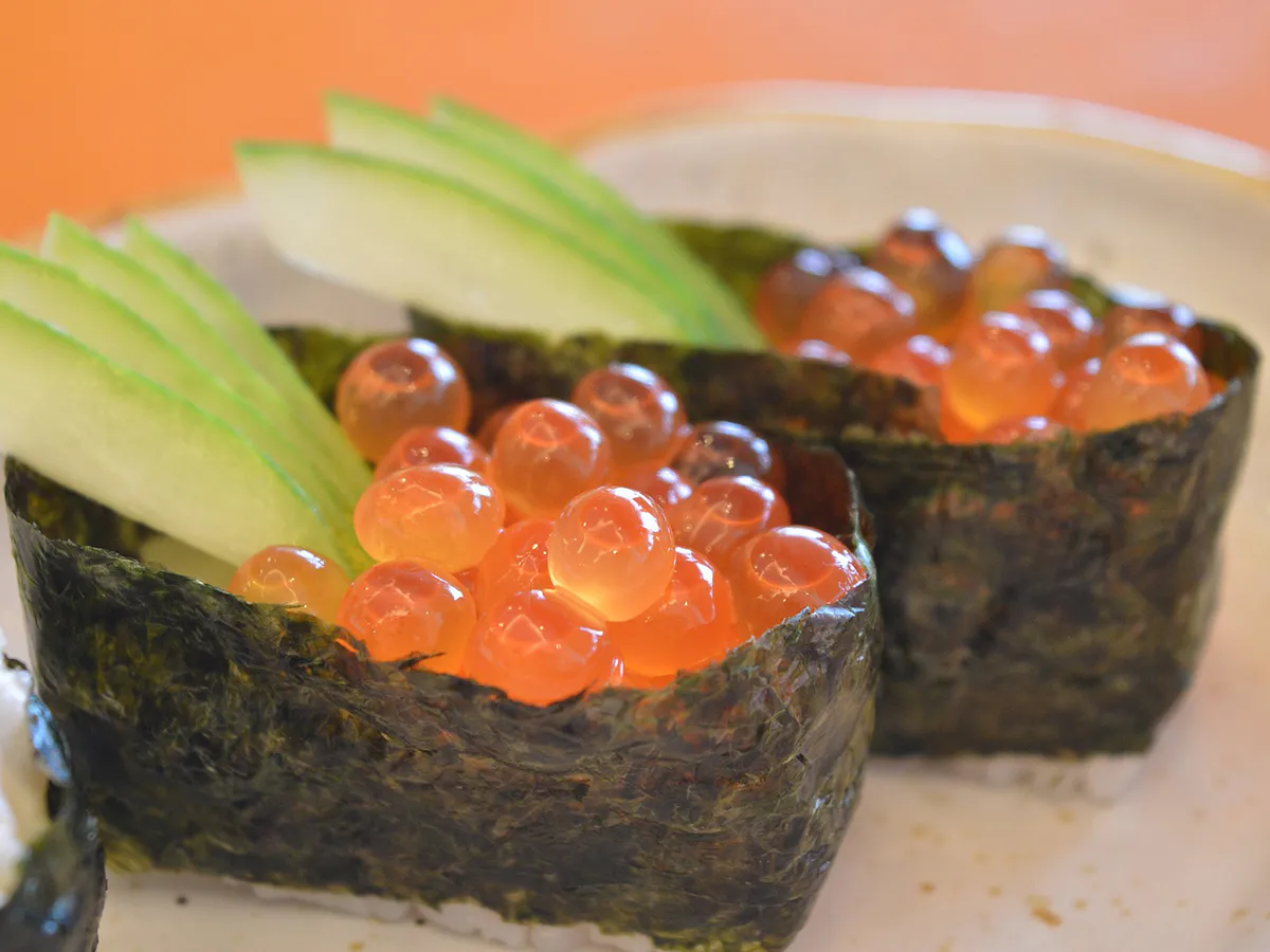 Salmon roe sushi gunkan maki at EGAWA, a Japanese Restaurant in Malvern